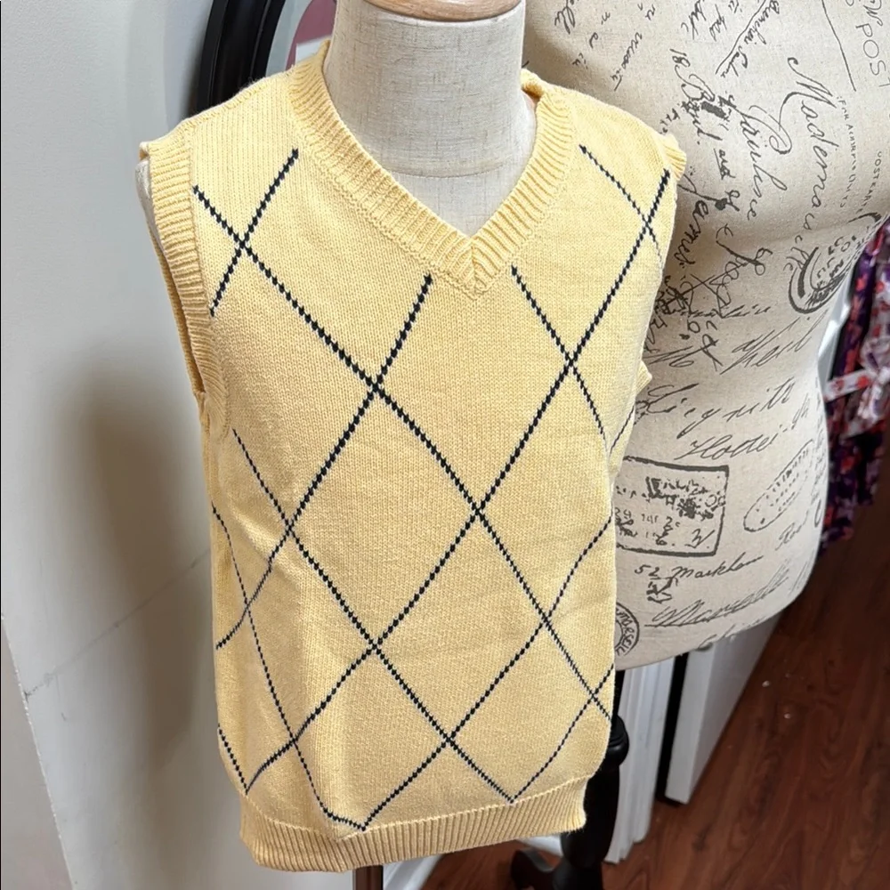 Gymboree Boys Yellow Argyle Sweater Vest 100% Cotton